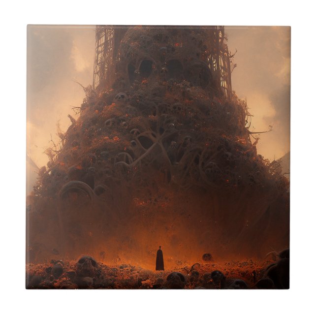 Torre Feita De Bones Dark Fantasy Art (Frente)