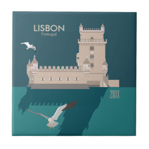 Torre Lisboa de Belem no estilo do poster vintage