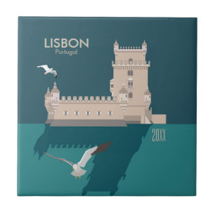 Torre Lisboa de Belem no estilo do poster vintage
