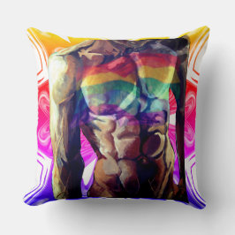 Torso masculino bandeira arco-íris almofada 2