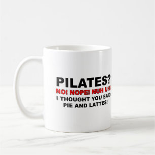 Torta de Pilates e caneca engraçada de Lattes