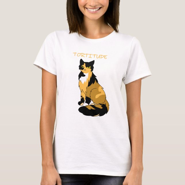 "Tortitude" Tortie Cat Camiseta básica de mulheres (Frente)