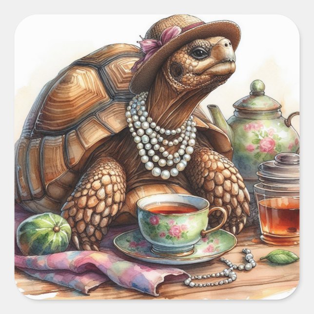 Tortoise com adesivos Tea Square (Frente)