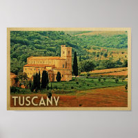 Toscana Itália Poster Viagens vintage Italiano
