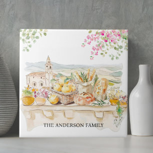Toscana Mediterrâneo Itália Aquarela Monogramada