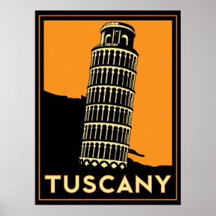 Toscânia art deco retro itália poster de viagens