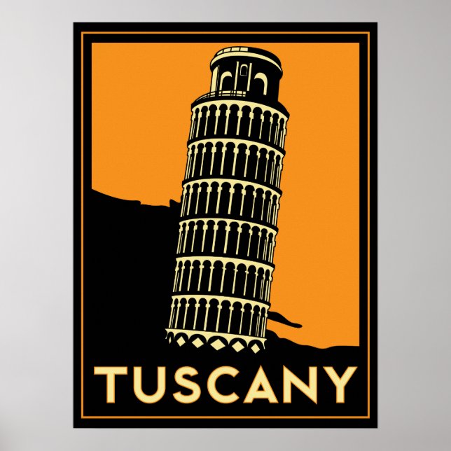 Toscânia art deco retro itália poster de viagens (Frente)