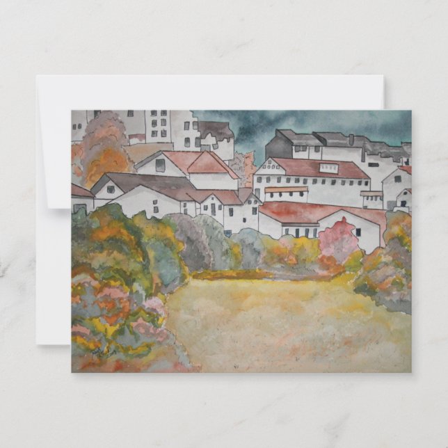 Toscânia Itália paisagem pintada com aquarela (Frente)