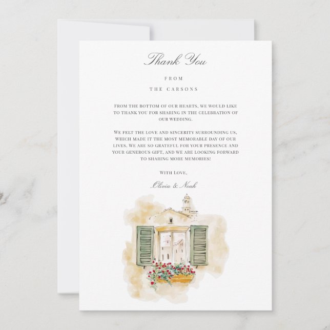 Toscânia Watercolor Cartões de agradecimentos Ital (Frente)