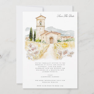 Toscânia Watercolor Italiana Guardar O Cartão Data
