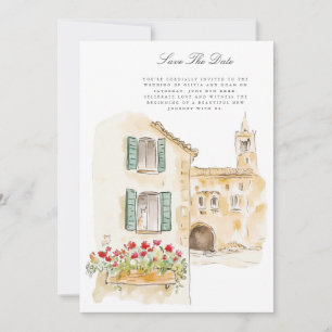 Toscânia Watercolor Italiana Guardar O Cartão Data