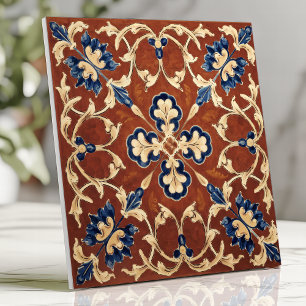 Toscano Terracota Floral Azul e Dourado