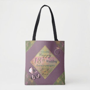 Tote 18º Aniversário de Casamento Porcelain Bolsa