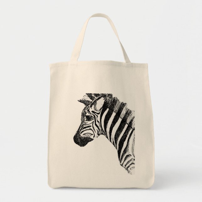 Tote A bolsa de canvas da zebra (Frente)