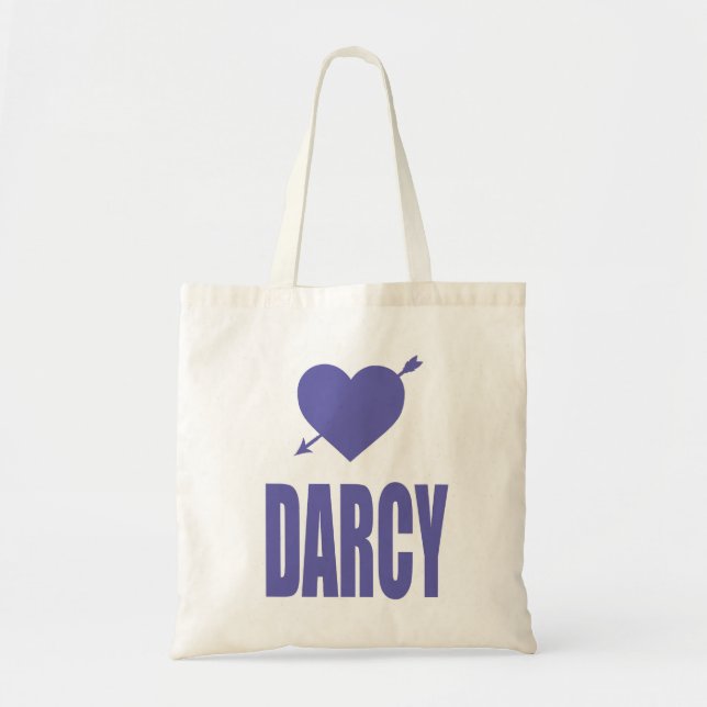 Tote A bolsa de canvas de Darcy do coração (Frente)