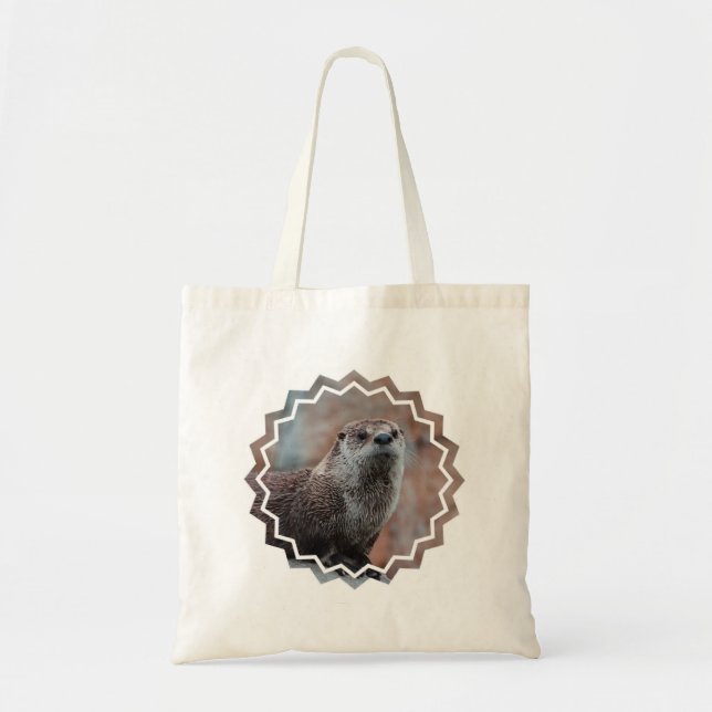 Tote A bolsa de canvas pequena da foto da lontra (Frente)