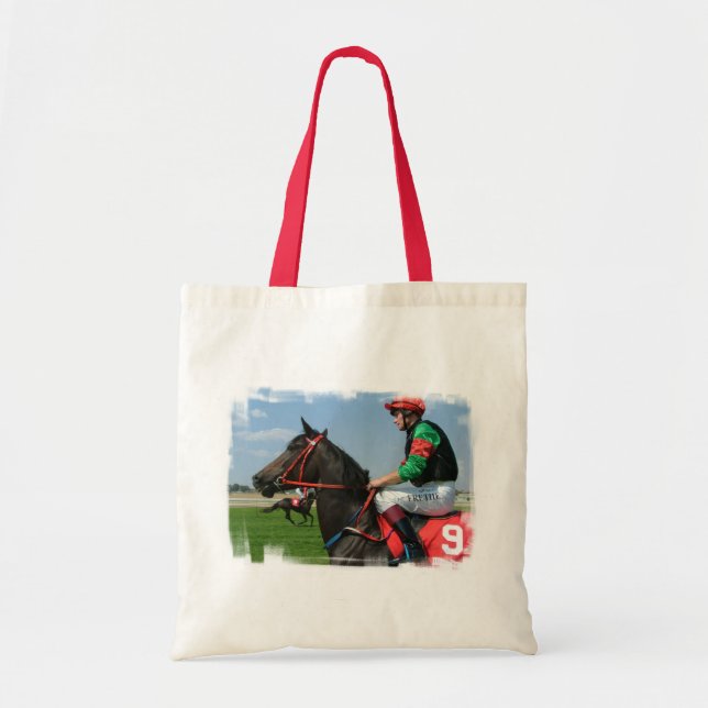 Tote A bolsa de canvas pequena do jóquei e do cavalo (Frente)