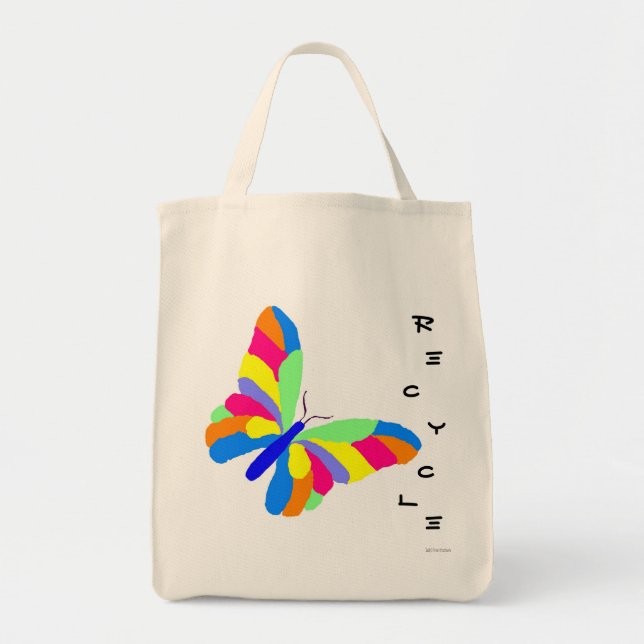 Tote A bolsa de compra do reciclar da borboleta (Frente)