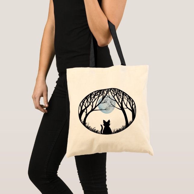 Tote A bolsa de compra gorda o Dia das Bruxas do gato (Frente (produto))