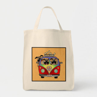 Tote A bolsa de compra orgânica dos Pugs da paz
