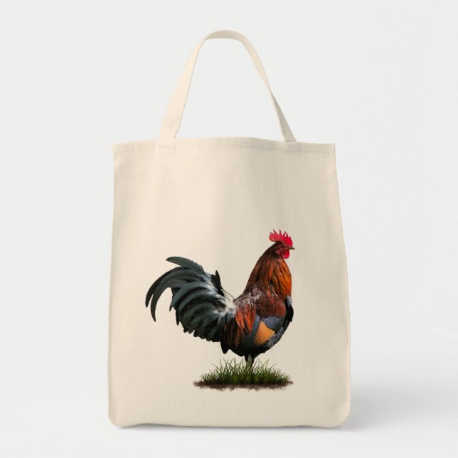 Tote A bolsa de compra pintada do galo (Frente)