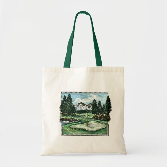 Tote A bolsa de compra reusável do campo de golfe (Frente)