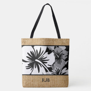 Tote A bolsa de praia floral havaiana do monograma do
