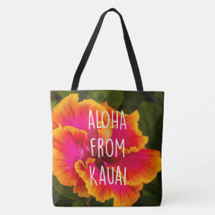 Tote A bolsa de praia fúcsia havaiana do Reversible do
