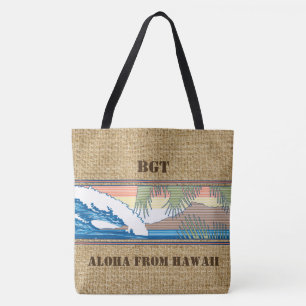 Tote A bolsa de praia havaiana do monograma de Moana de