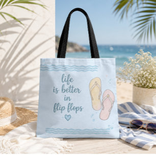 Tote A Vida É Melhor De Chinelos Bolsa De Praia