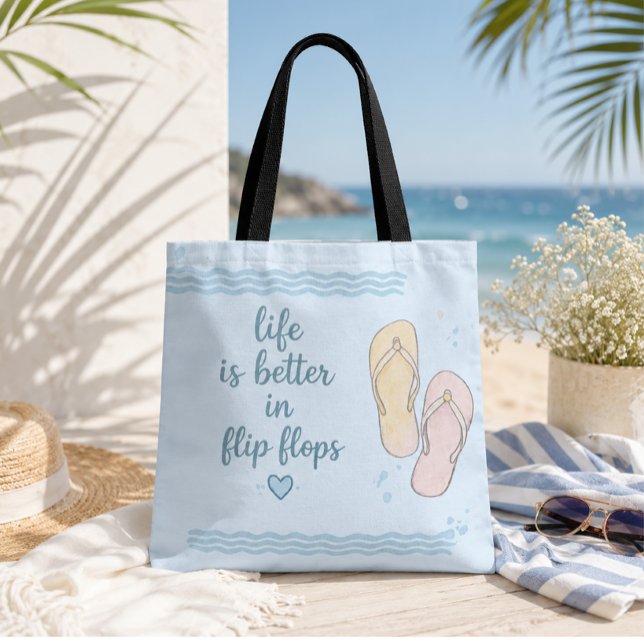Tote A Vida É Melhor De Chinelos Bolsa De Praia (Criador carregado)