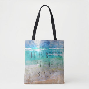 Tote A vida é melhor na Bolsa de canvas da praia