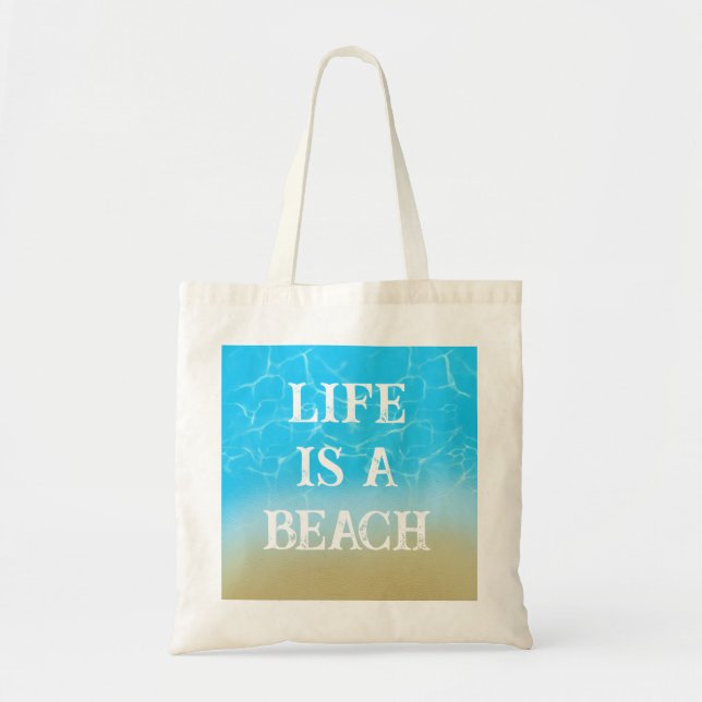 Tote A vida é uma bolsa de toques engraçada de praia. (Frente)