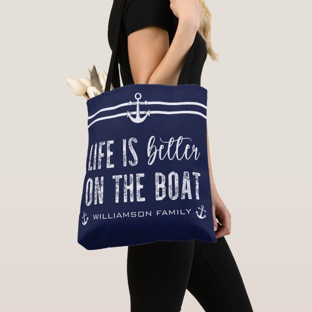 Tote A vida personalizada é melhor no barco | Bolsa de  (Close Up)