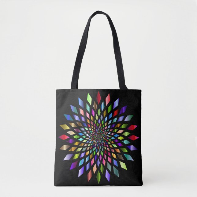 Tote Abstrato colorido no Bolsa preto (Frente)