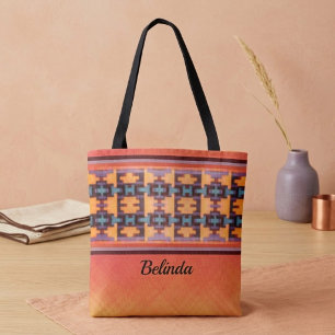 Tote Abstrato - Laranja, Roxo, Amarelo e Azul - Bolsa T