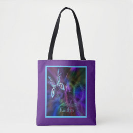 Tote Abstrato Neon Blue Bright Butterfly Bolsa