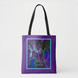 Tote Abstrato Neon Blue Bright Butterfly Bolsa