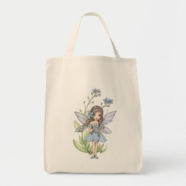 Tote Adorável Esqueça-Me Não Flower Fairy Organic Bolsa (Frente)