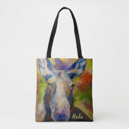Tote Alaskan Wildlife Moose & Fireweed Bolsa com ALASKA
