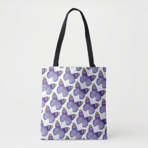 Tote All-Over - Borboleta Roxa (padrão branco)