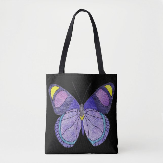 Tote All-Over - Borboleta Roxa (preto) (Frente)