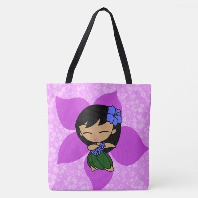 Tote Aloha a bolsa de praia violeta havaiana da menina (Frente)