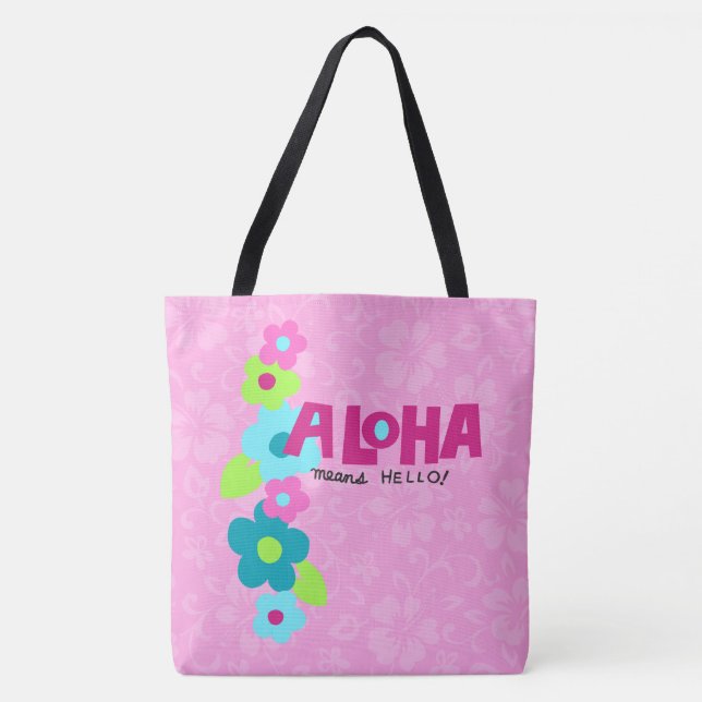 Tote Aloha Quer Dizer Olá Bolsa de praia de Hibisco Hav (Frente)