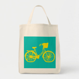Tote Amarelo/cerceta do bolsa da bicicleta do vintage