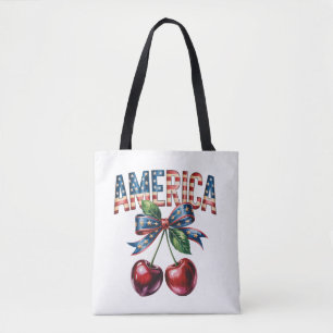 Tote-America Ombro Tote Tote Cereja Patriótica