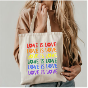 Tote Amor é Orgulho Bolsa - Tipografia Floral Arco-Íris