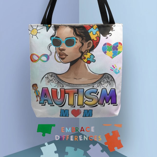 Tote Amor Incondicional - Bolsa de Ilustração de Empode (Carry your essentials with pride in our "Autism Mom" Empowerment Illustration Tote Bag)