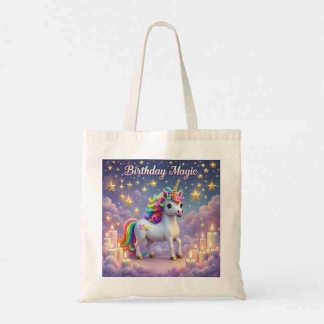 Tote Aniversário Magic Whimsical unicorn toa bolsa arco (Verso)