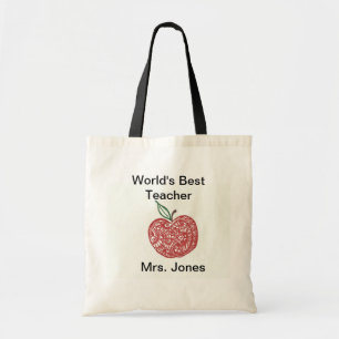 Tote Apple vermelho Doodle bolsa do professor do mundo
